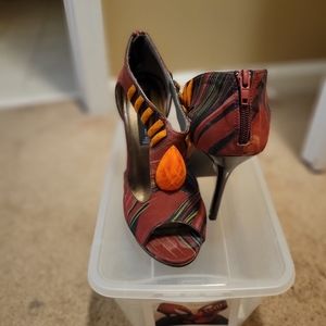 Steven Orange Jewel Heels